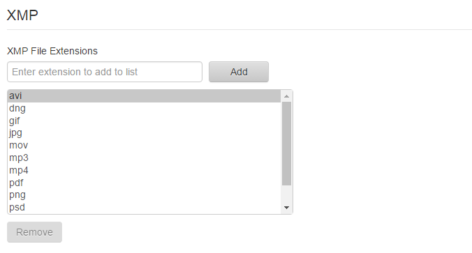 XMP file extension