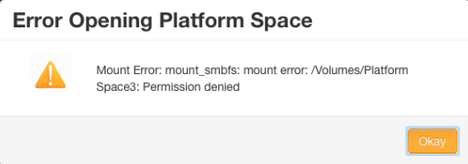 error opening platform space