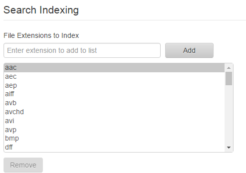 file extensions to index