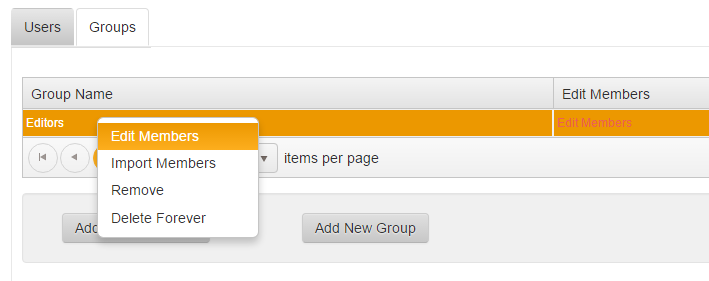 group right click options