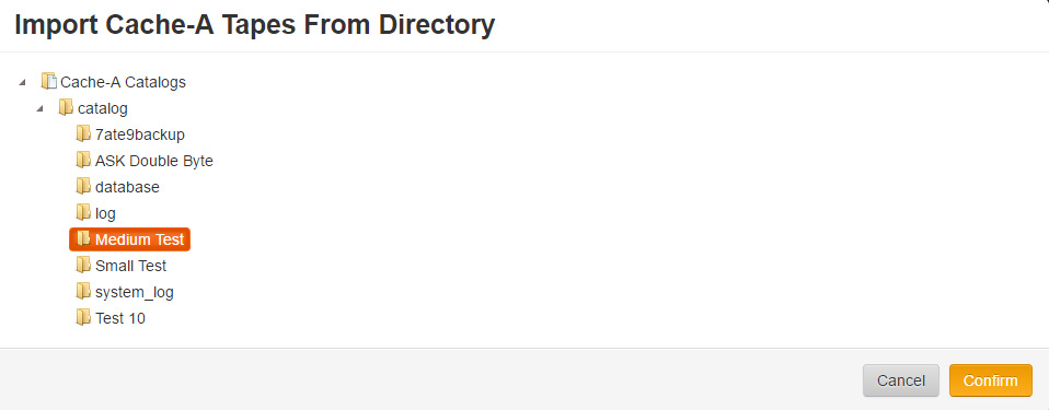 import cache a tapes from directory