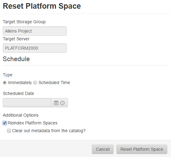 reset platform space reindex checked