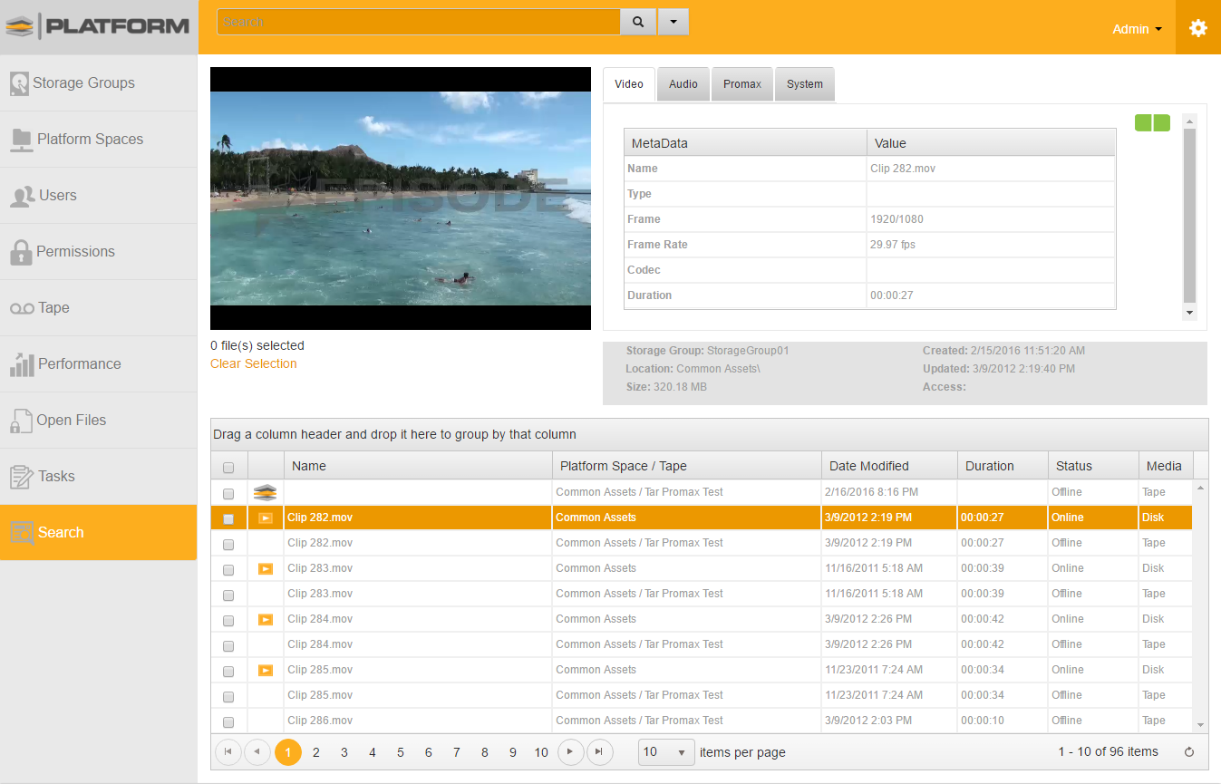search results screen