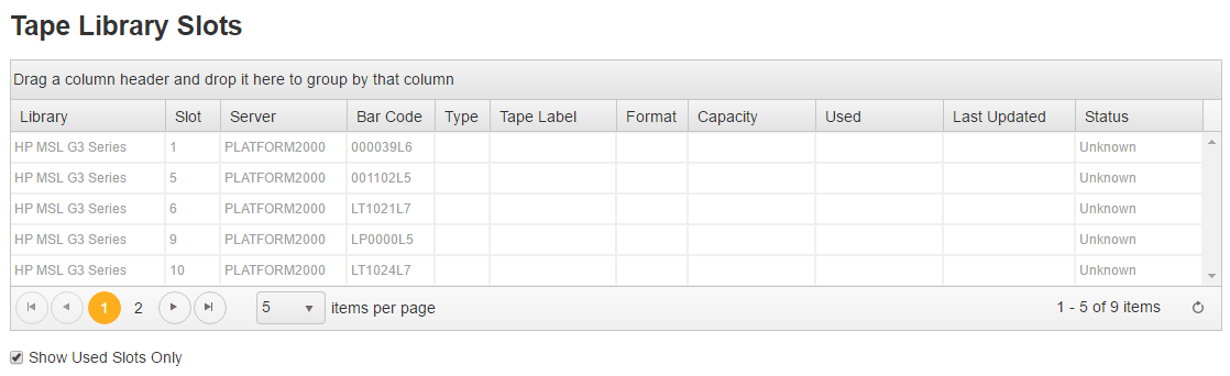 tape library slots