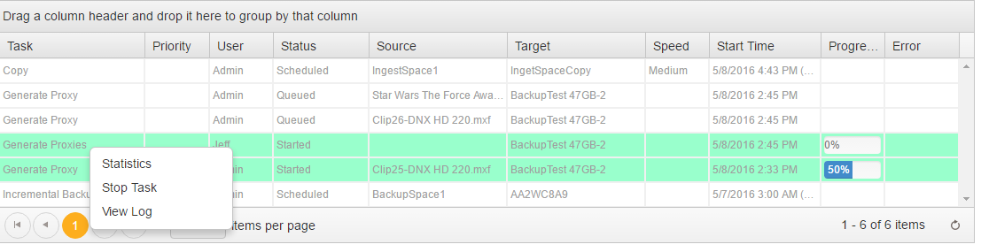 task info grid
