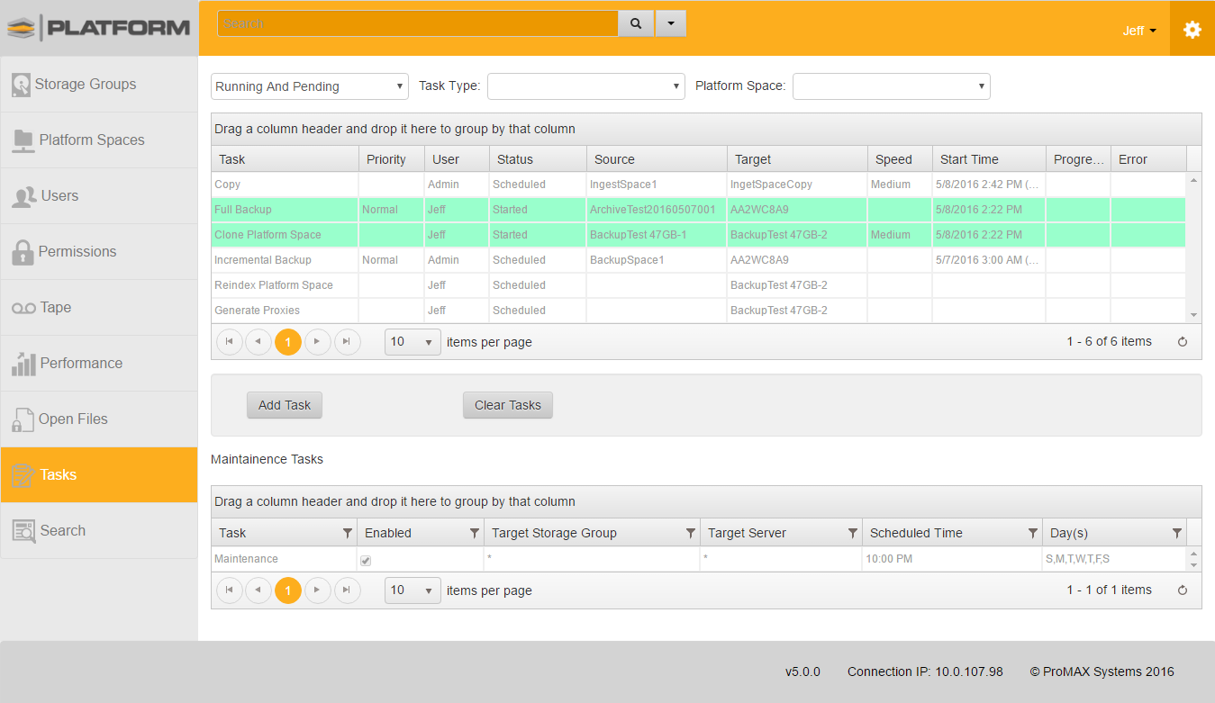 task screen