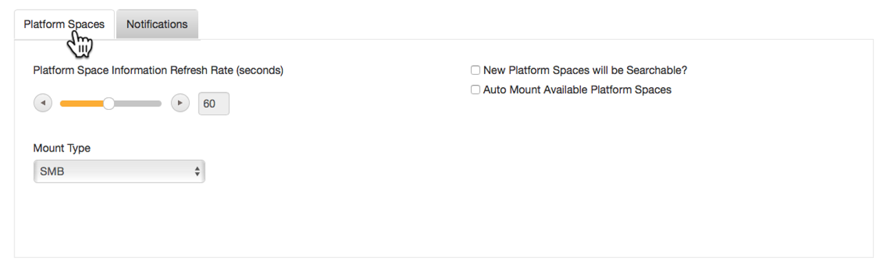 user access for platform spaces config options