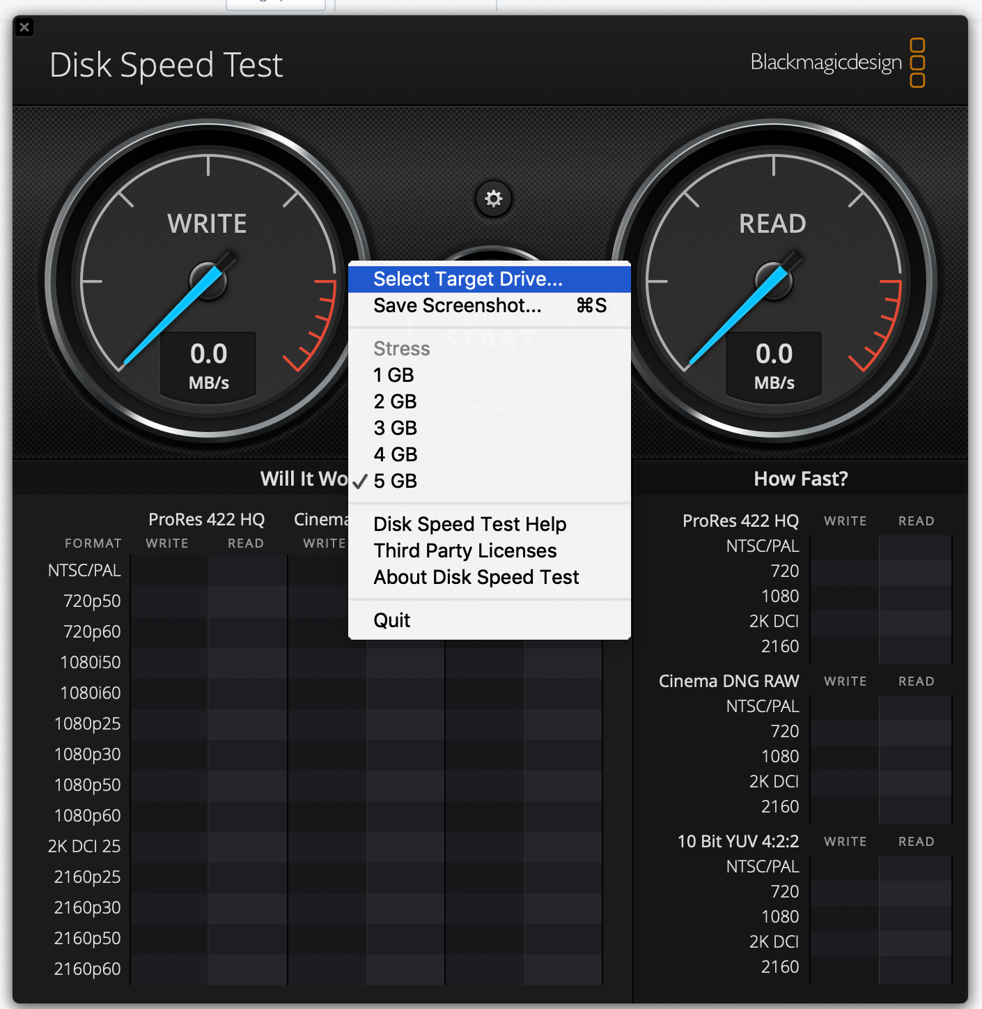 blackmagic disk speed test vs