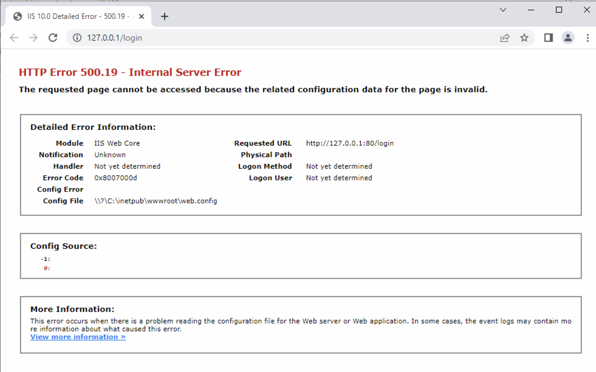 Ошибка internal provider error market. Ошибка сервера 500 что это значит. IIS Express.