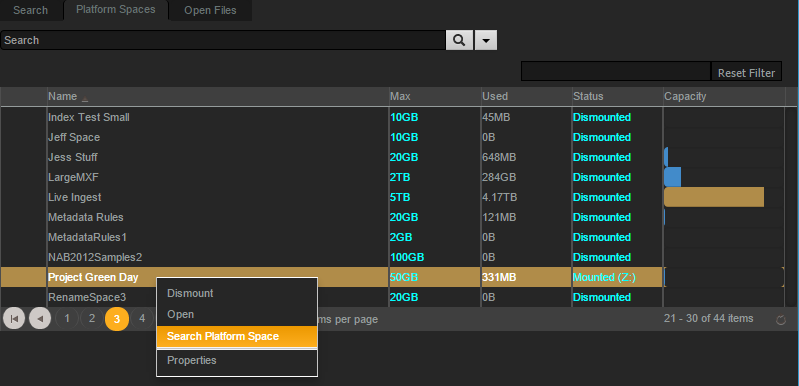 premiere platform spaces tab