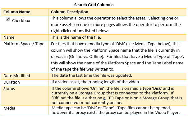 search grid columns